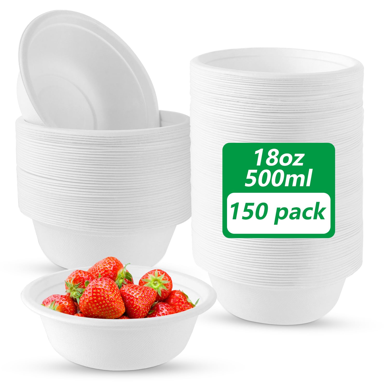 Lot de 150 bols à soupe jetables en carton 500 ml