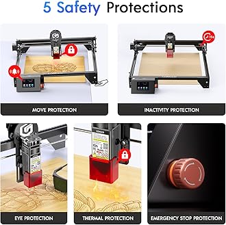 Longer RAY5 Laser Engraver, 5W Output Power, 0.08 * 0.08 mm High Precision Laser Engraver for Wood, Metal, Glass, Acrylic, Leather 15.7 "x15.7", Laser Engraving Machine for Wood/Glass/Acrylic