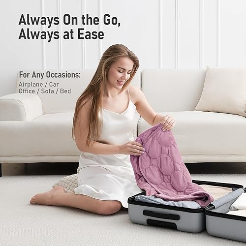 Miniatura 3 de Wemore Manta ponderada de regazo de 7 libras para adultos, manta pequeña con peso para viajes, calma, relajación, siesta y dormir, almohadilla