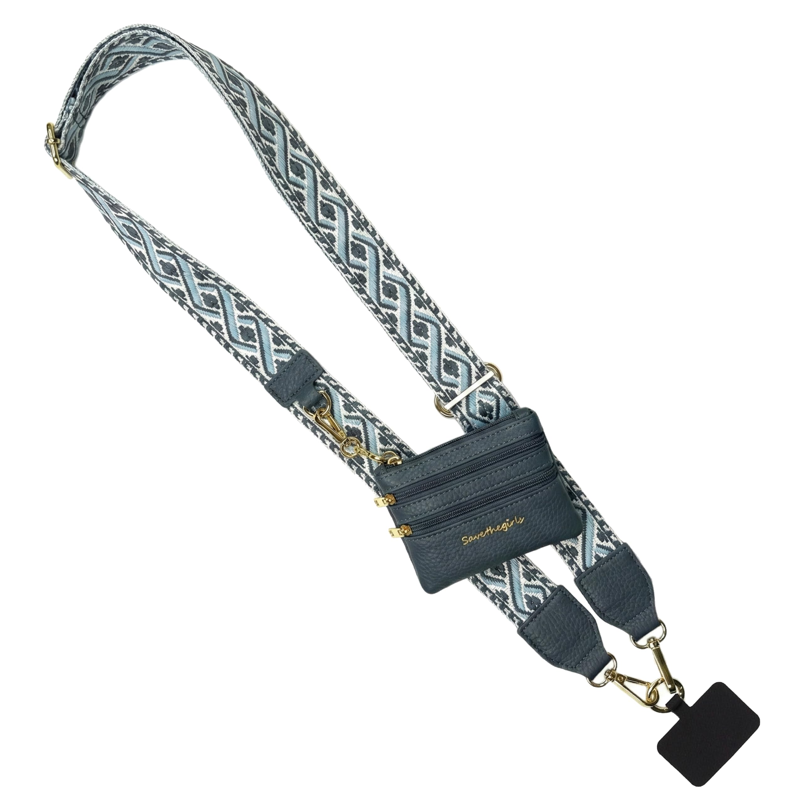 Save the Girls Clip &amp; Go Phone Strap with RFID Wallet Pouch for Women, Teal