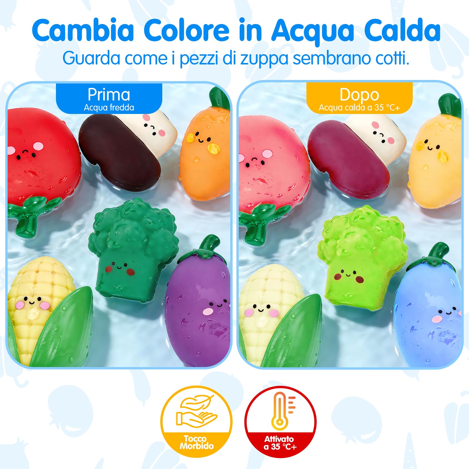 hahaland Giochi Bagnetto Neonato con Colori Mutevoli, 15 PCS Giochi Acqua Piscina Bambini in Silicone, Giocattolo Vasca da Bagno Bimbo Bimba 1 2 3 Anni