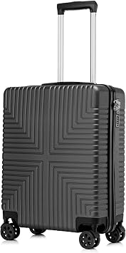 DK Luggage Carry-on 20  Cabin EasyJet, BA, Jet 2 Hard Shell Large Cabin Hand Luggage Approved Suitcase 4 Wheel Spinner ABS30 Black