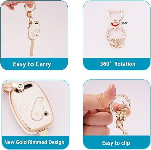 Miniatura 5 de EKALA Funda para llavero Honda, TPU suave, protección completa, funda inteligente con llavero brillante para Honda Accord Civic CR-V Pilot Element 4
