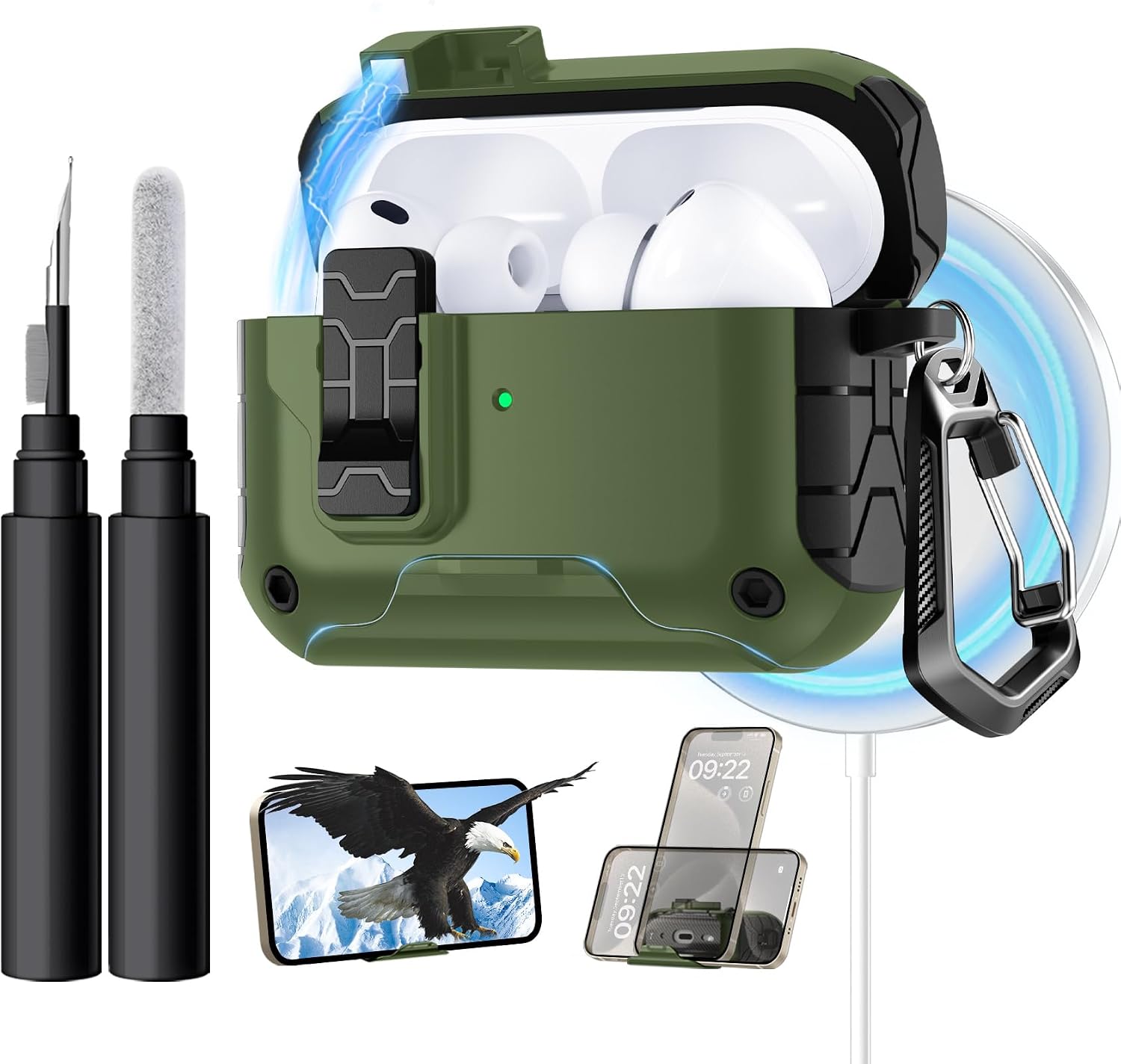 Lerobo for AirPods Pro 3 Case Cover with Secure Lock & Phone Stand