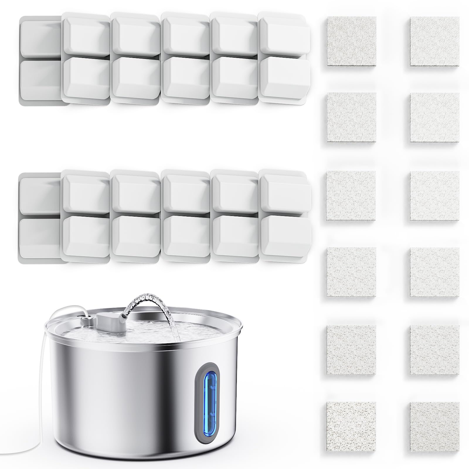 Cat Water Fountain Stainless Steel, 3.2L/108oz Pet Fountains for Drinking with Smart Quiet Pump and Large Water Level Window, Easy-to-Clean Automatic Pet Water Dispenser for Indoor Use