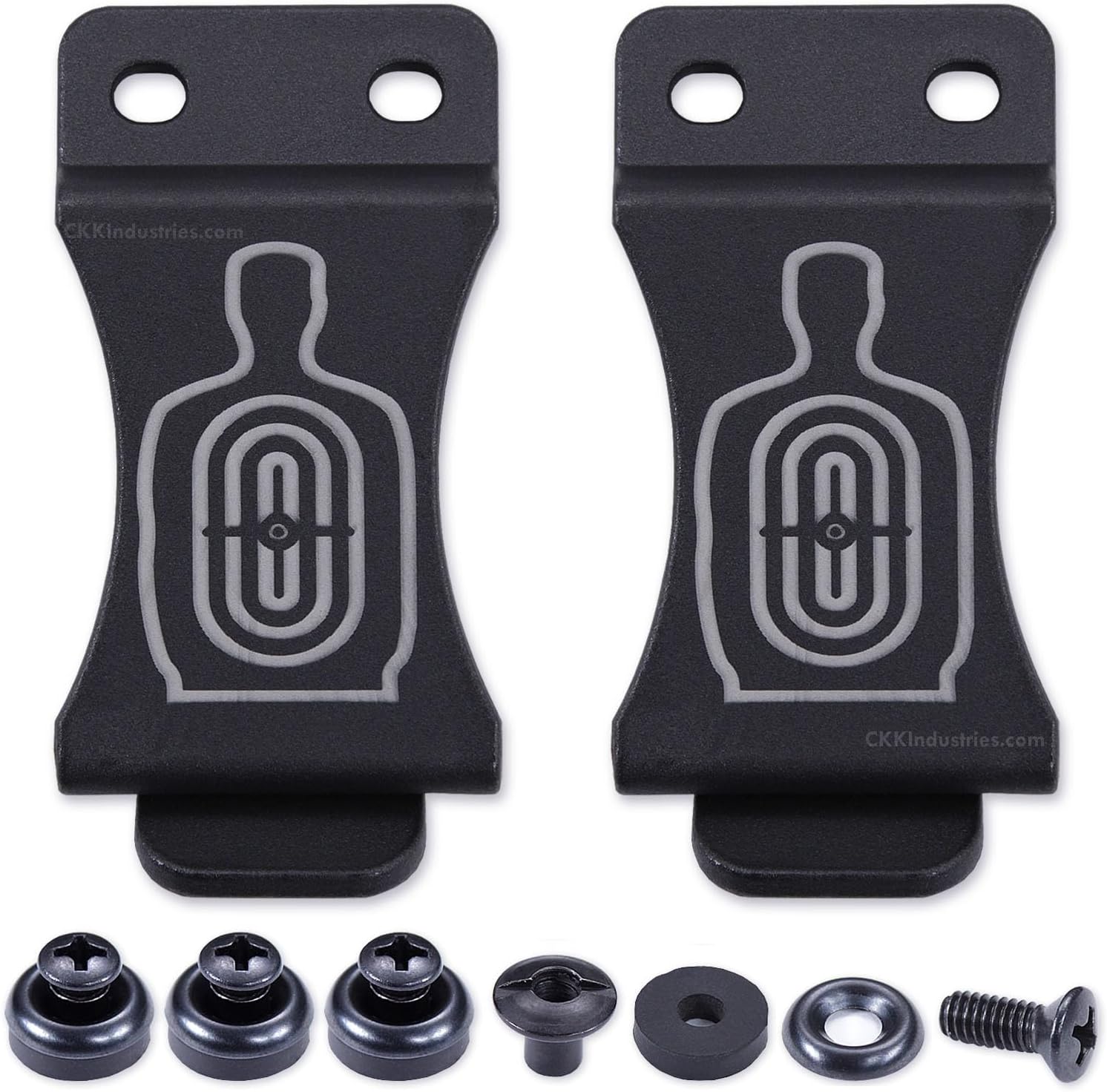 Holstex KYDEX Belt Clip with (Silhouette Target) Engravings – (FOMI Design) - (Fits 1.50-1.75in Belts) - (Inside-The-Waistband/IWB) - (USA Made) - Carry Clips, Taser Mounts
