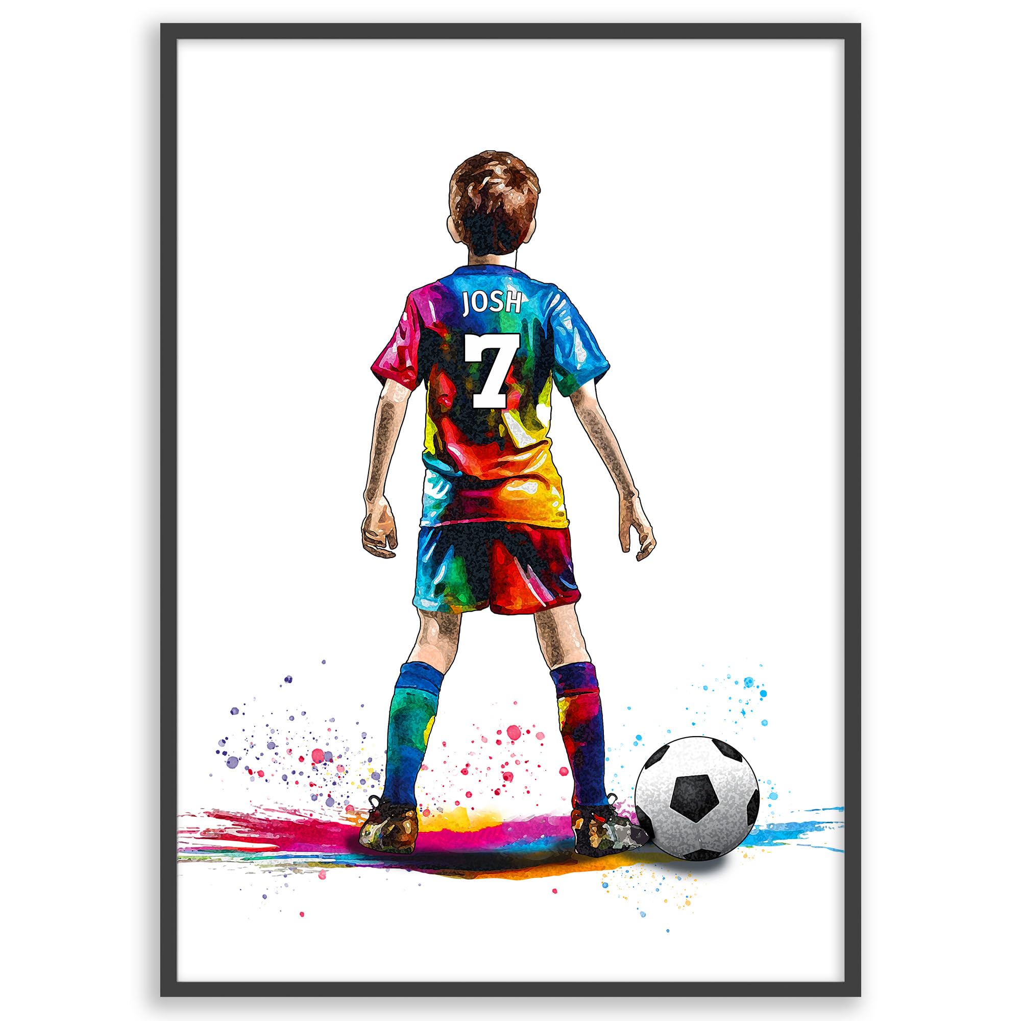 Art by Toor Personalised Football Wall Art Print - Boys Football Gifts - Football Posters for Boys Bedrooms - Football Posters Football Room Decor - Size A3 (White Frame)