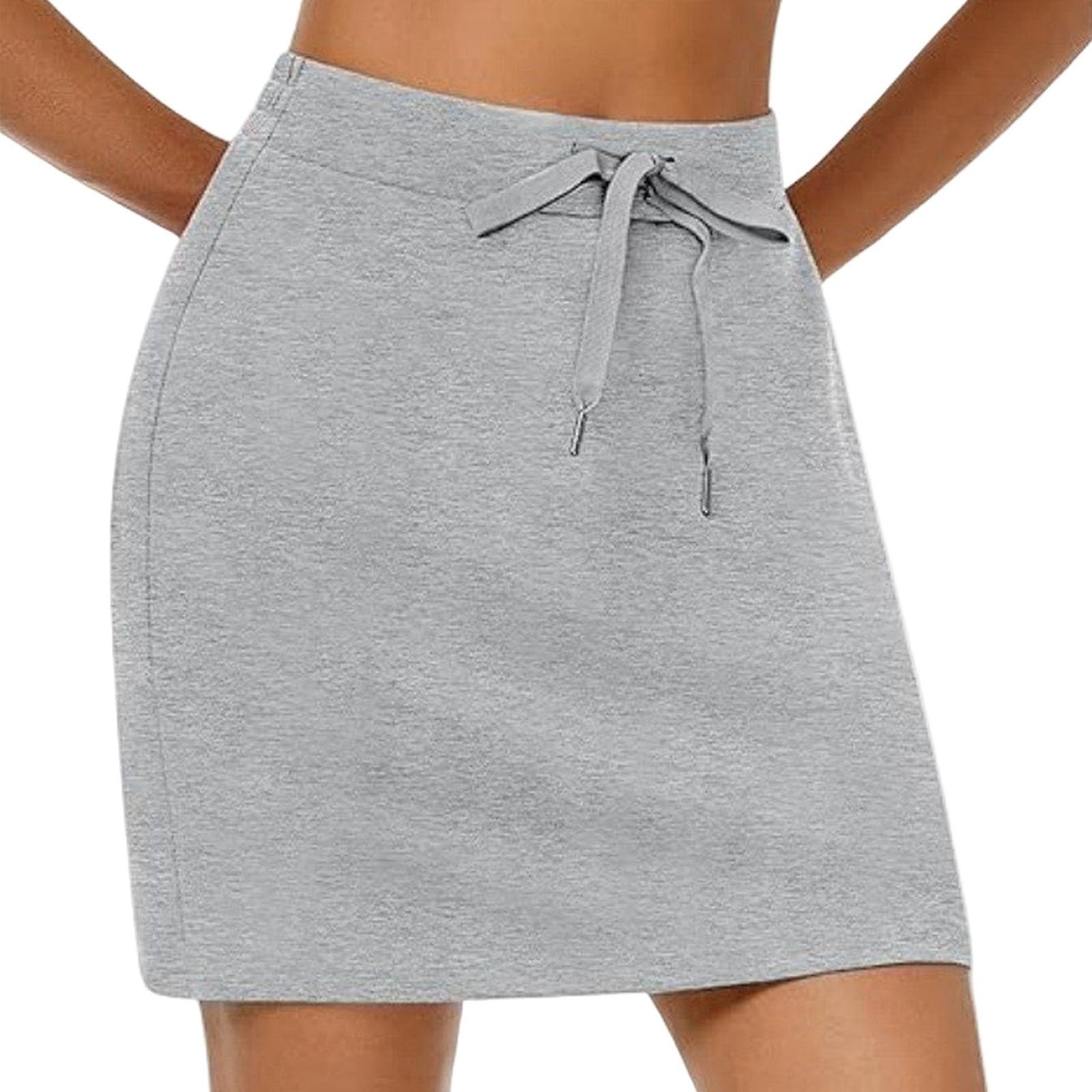HswsEJ Skirt with Shorts Underneath Stretchy Workout Shorts Dressy Casual Summer Athletic Tennis Wrap Mini Skirts with Pockets Drawstring High Waisted Skirt Pencil Skirt for Women Tummy Control