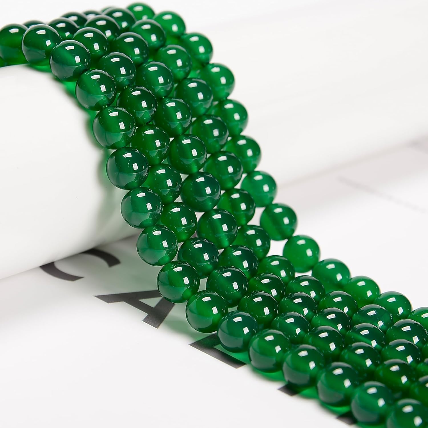 8mm 95pcs Green Agate Smooth Round Stone Gemstone DIY Beads for Jewelry Making