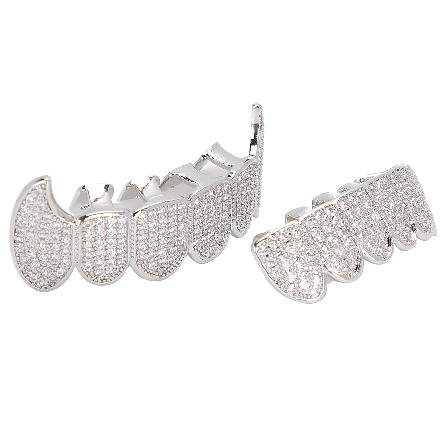 Teeth Set, Safe To Use Reusable and Not Easy To Fade Teeth Kit for Hip Hop Fashion Shows for Halloween Parties for Tweezers and Fixing Wax(Silver) : Beauty & Personal Care