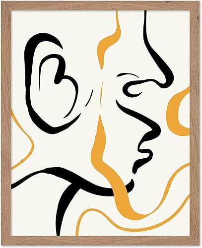 Miniatura 27 de Monem Art - Póster abstracto, impresión de dibujo de línea retro, arte moderno, arte negro y amarillo, arte moderno, arte bohemio elegante, arte Sin