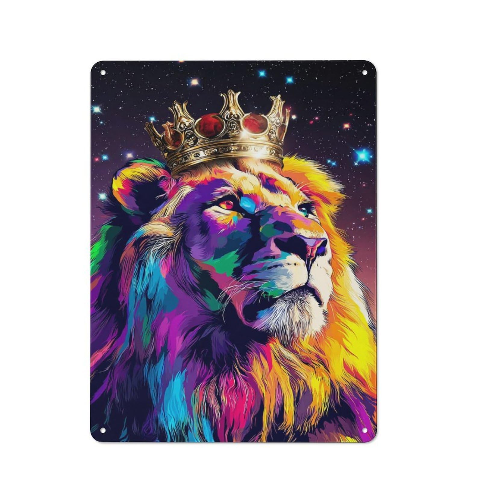 Rainbow Lion Majesty -2 Vintage Metal Sign 40x30cm, Bistro Style Bistro Wall Plaque for Cafe, Bistro, Bakery Or Restaurant