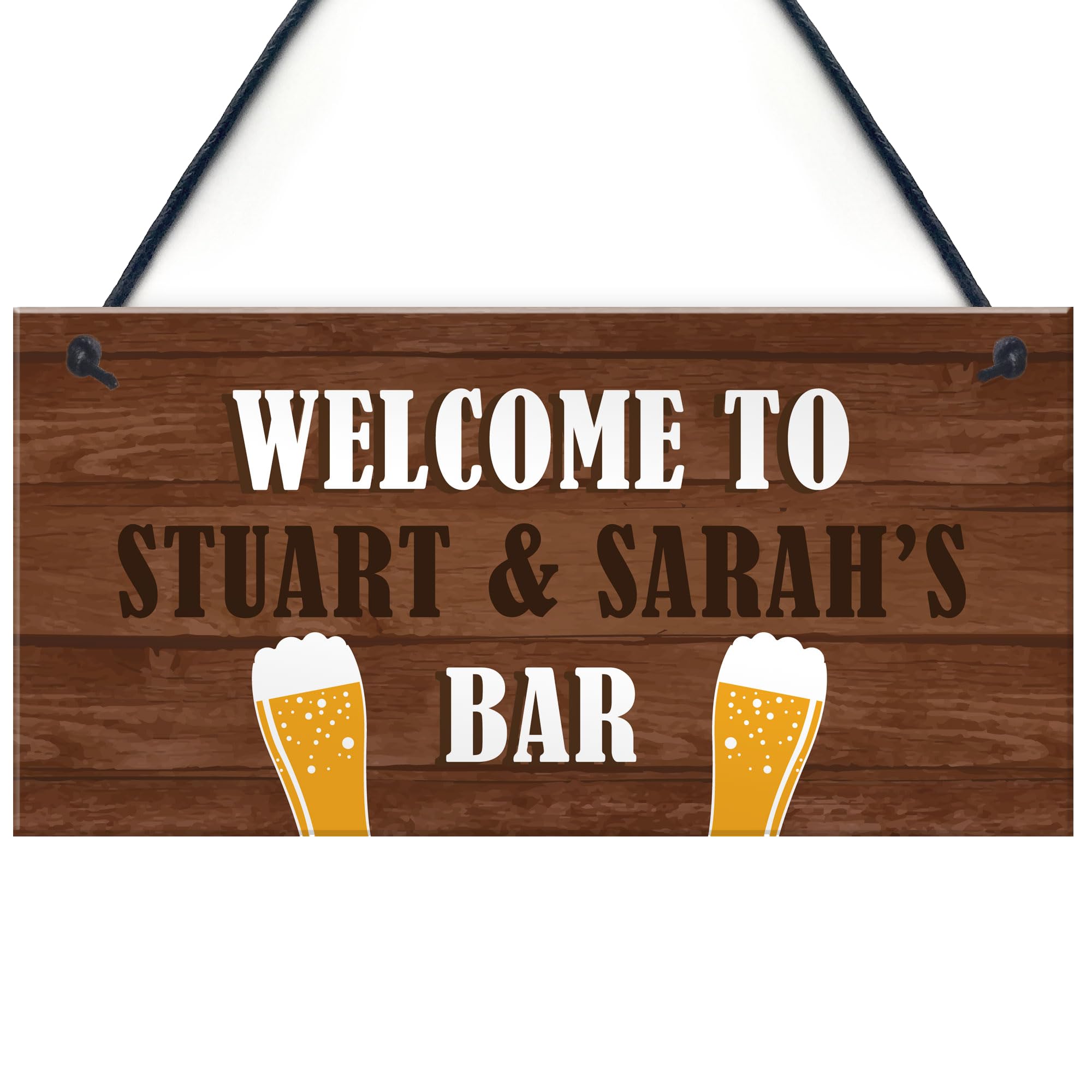 PERSONALISED Wooden Effect Bar Sign Hanging Man Cave Home Bar Plaque