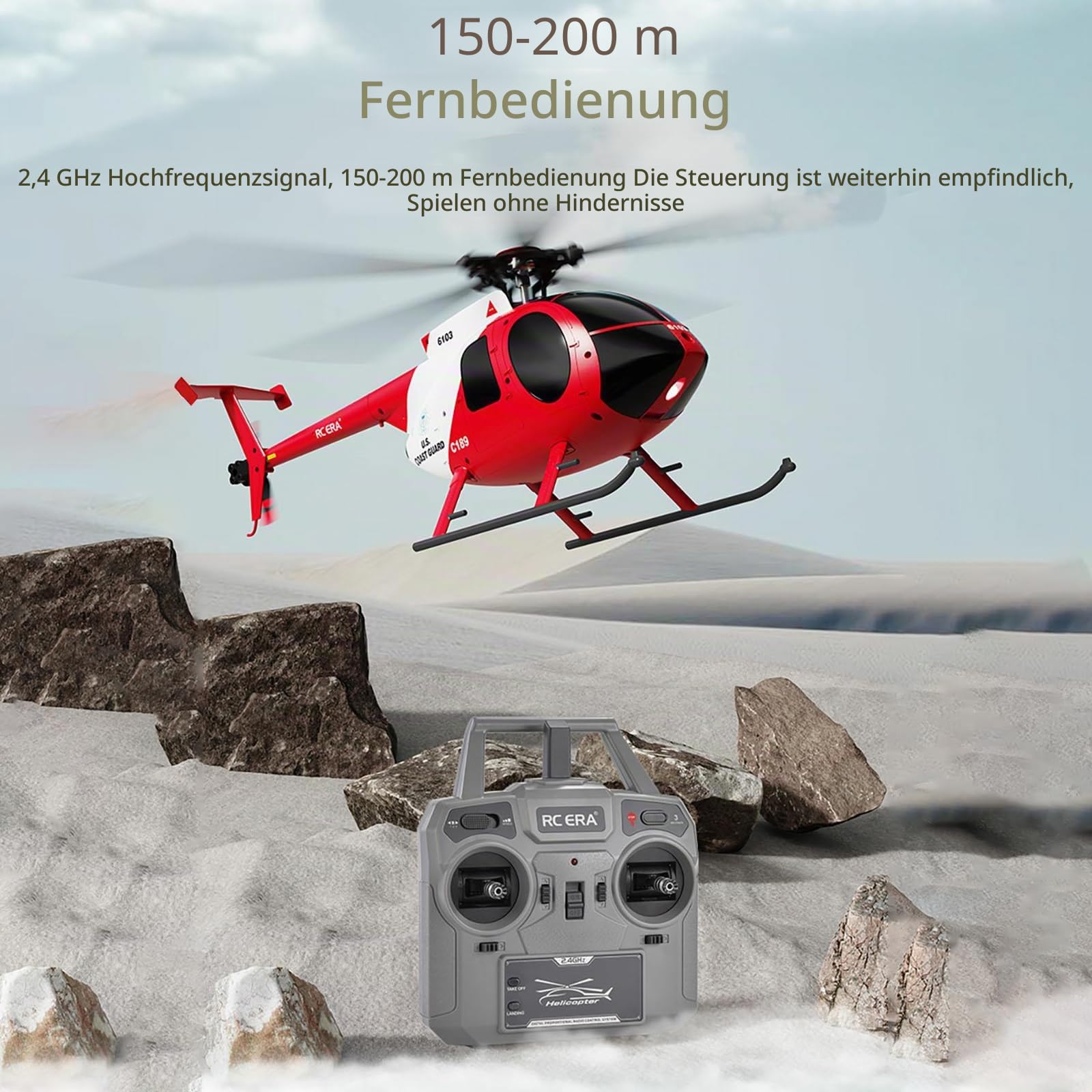 Ferngesteuerter Hubschrauber, 2.4G 6CH UAV 1:28 Bürstenloser Motor RC Hubschrauber Single Blade Flybarless Remote Hubschrauber RTF mit optischer Flusslokalisierung