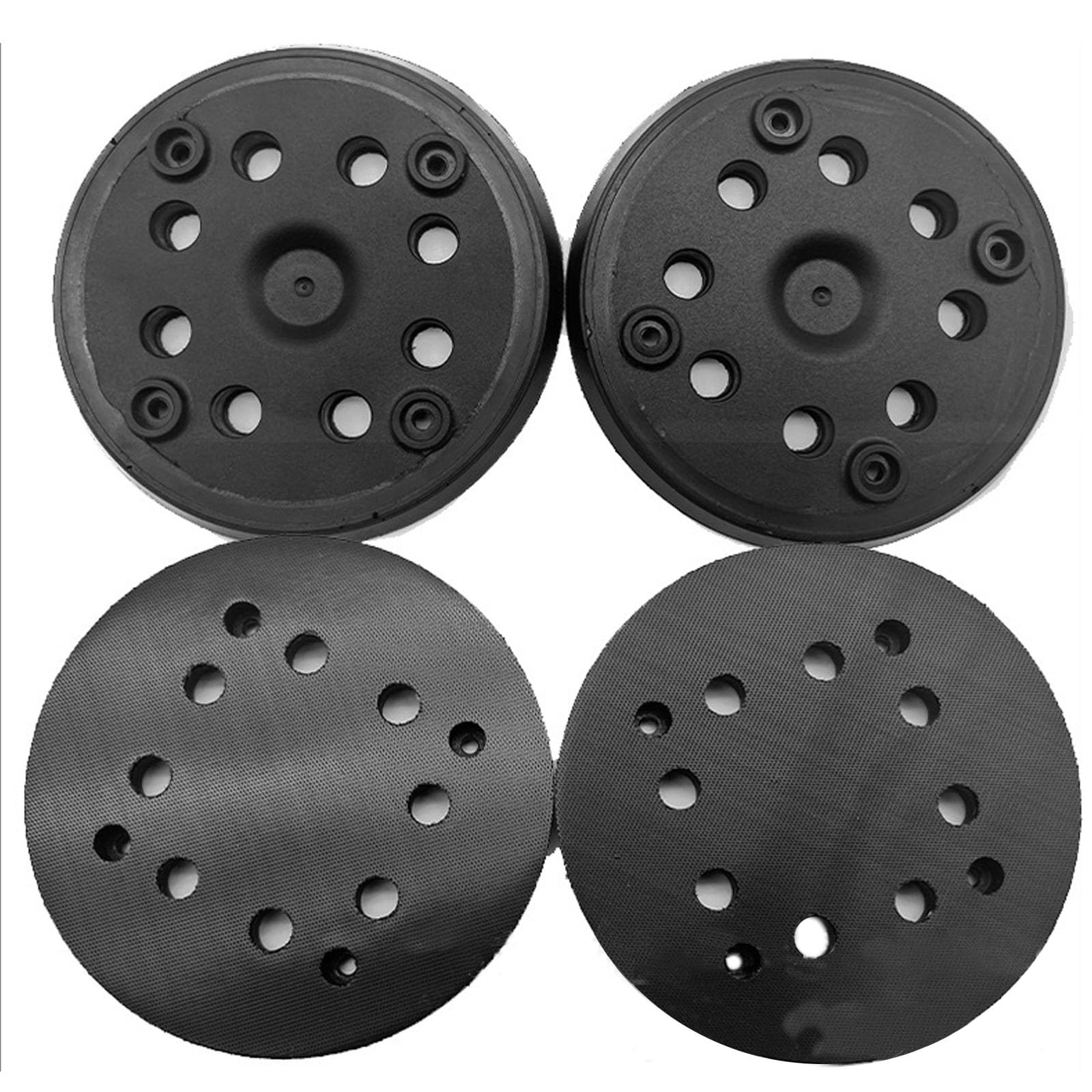 NIYATA 2 discos de lijado de repuesto para Bosch PEX 270 A/AE, poliuretano, fino, negro, compatible con lijadora orbital Bosch, 125 mm, 8 tornillos y 1 destornillador
