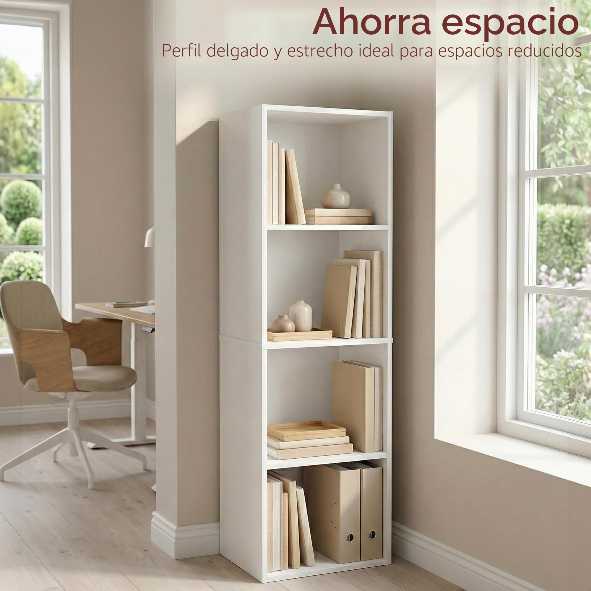 Vida Designs Estantería Oxford de 4 Niveles, de Madera, Color Blanco, para Oficina, Sala de Estar