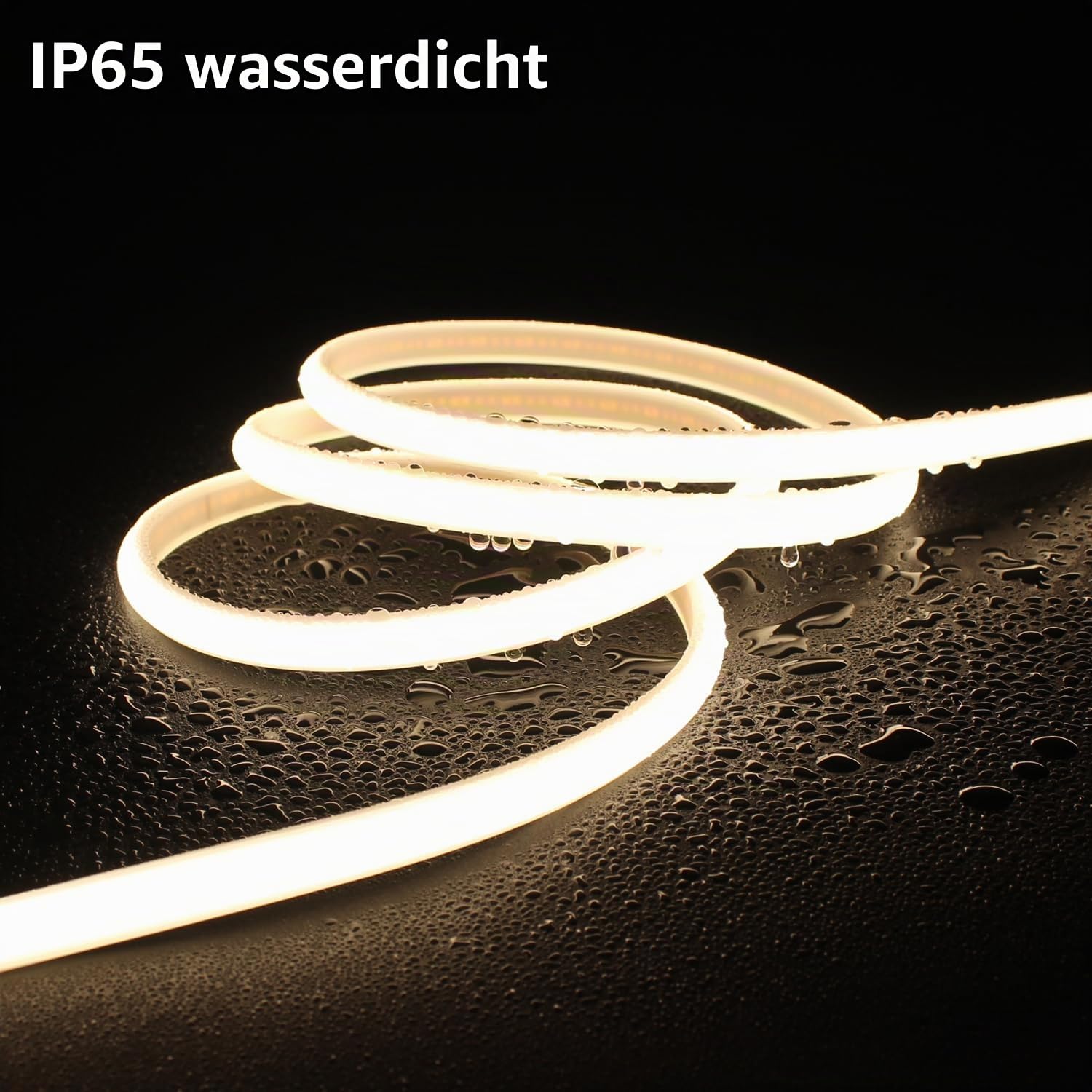 COB led strip outdoor 15M, 230V Direktanschluss LED Streifen Wasserdicht, Selbstklebend Lichtband Aussenbereich Flexibel Lichtschlauch 4000K Naturweiß für Innen Außen Dekoration Beleuchtung