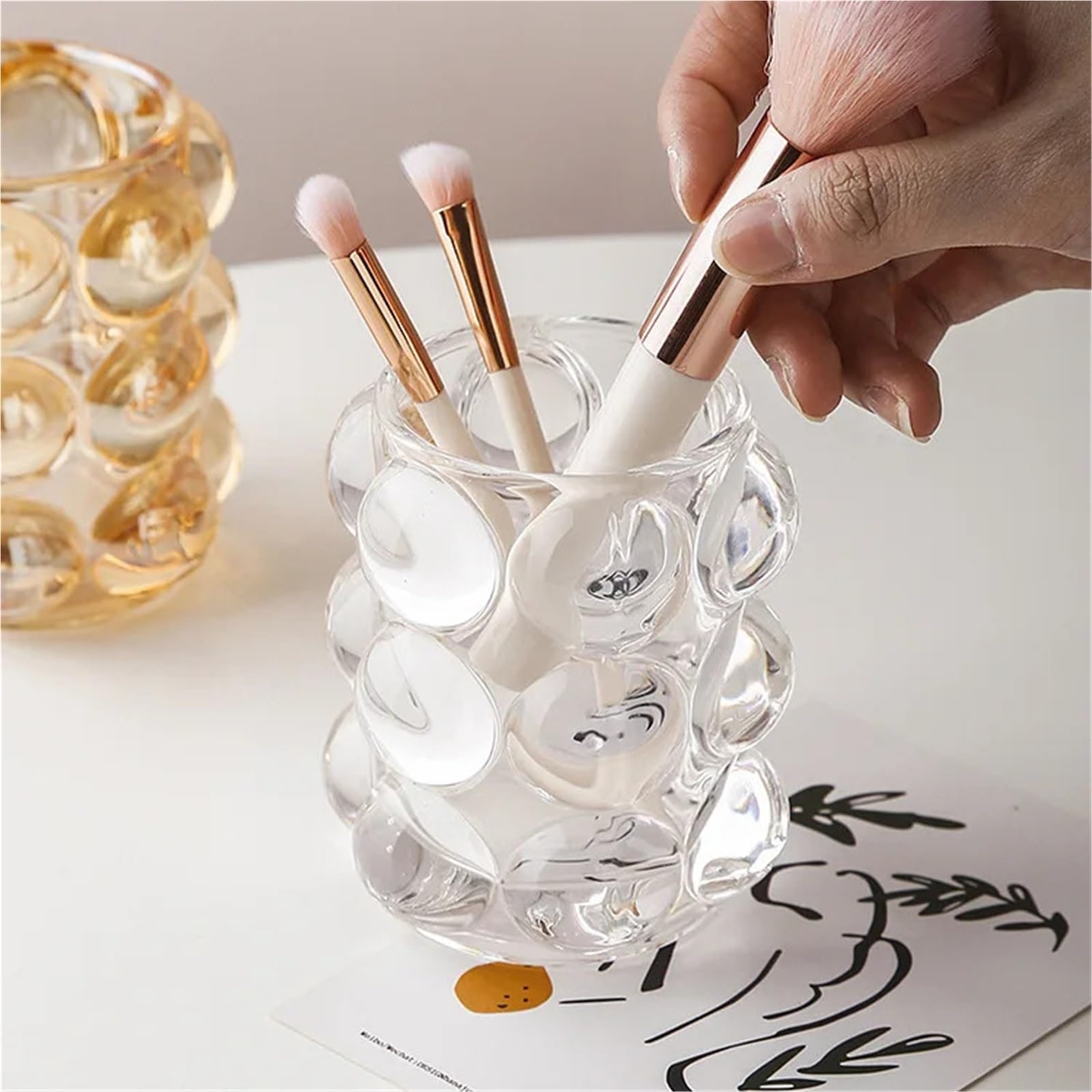 Transparenter Stiftehalter Stifthalter aus Glas, Make-up-Pinsel-Fass, Schreibtisch-Organizer, Aufbewahrungshalter, Display, Ornament, Heimdekoration, Wasserbecher