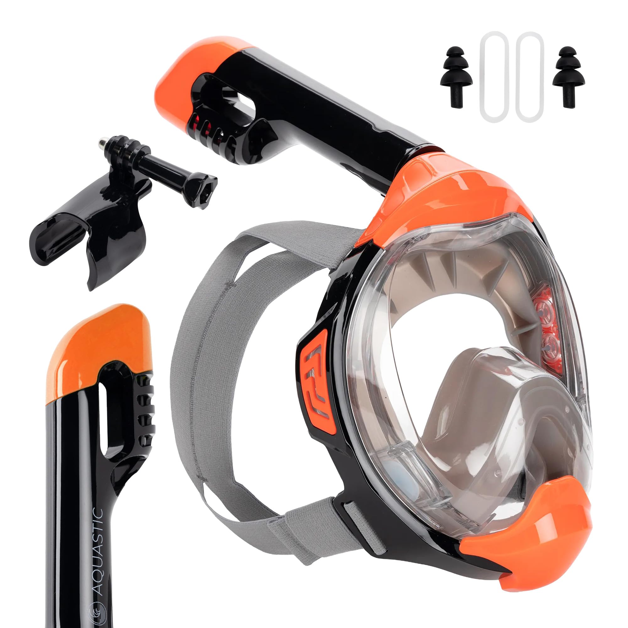 AQUASTIC Maska Do Snorkelingu KAI JR Rozmiar XS Pełnotwarzowa 180° Widzenia System Cyrkulacji Powietrza Silikonowy Kołnierz Dolny Zawór Antyparowa Poliwęglanowa Szybka Różne Kolory
