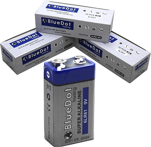 Miniatura 10 de BlueDot Trading Baterías alcalinas resistentes de 9 voltios para detectores de humo y monóxido de carbono, dispositivos de seguridad y alarmas de