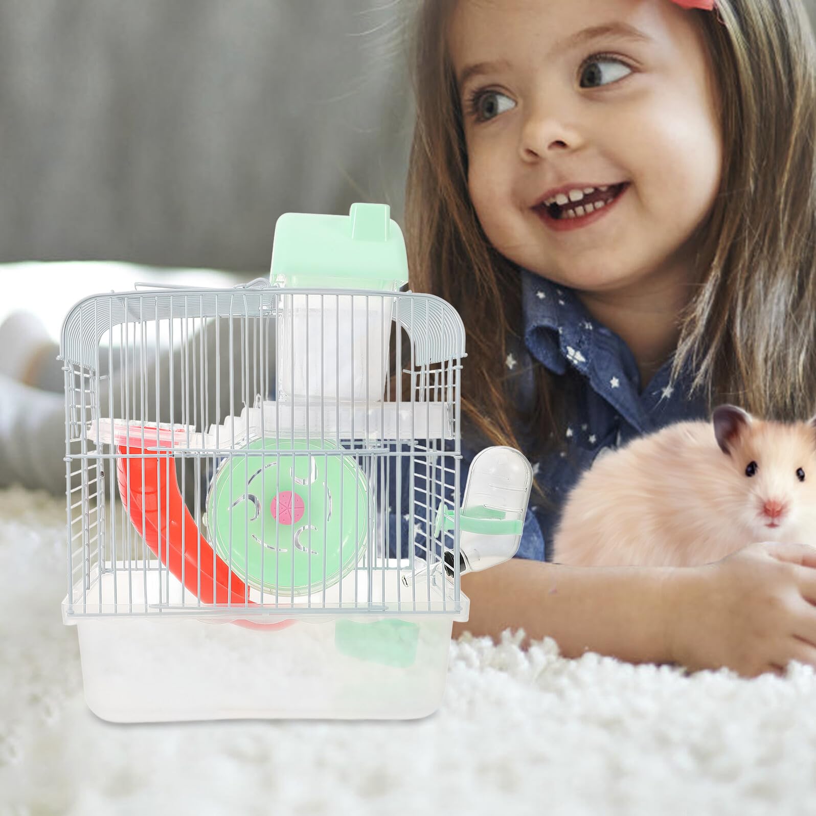 Doppelstöckiger Hamsterkäfig für Ratten aus Draht und Kunststoff