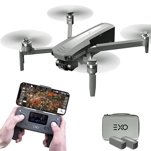 EXO CINEMASTER 2 || 4K UHD Camera Drone. 28 Minute Flight Time, 11MP Photo, 4K Professional 3 Axis Gimbal GPS Drone, Slow Motion, Auto Return Home, & more. (2 Batteries)