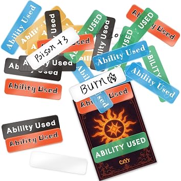 CZYY Ability Used Token Set, 30 Acrylic Game State Markers for TCGs | 25 Ability Used Markers & 5 Writable Blanks, Color-Coded Design, Track Powers, Effects & Damage in Card Games