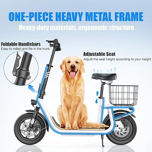 Miniatura 4 de Caroma Electric Scooter with Seat, Max 30 Miles Range&20MPH Speed, Peak 8001200W Motor, Foldable Electric Scooter for Adults and Teens, Commuter E