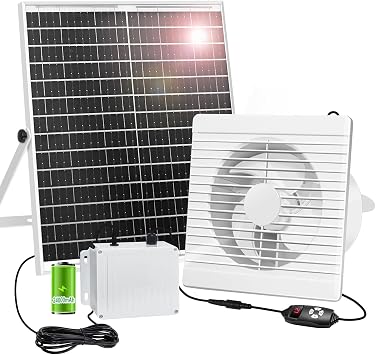 Solar Fan for Chicken Coop with 2 Fan Speed/1-8 Cycle Timer, Waterproof
