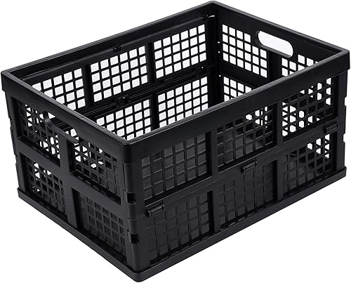 Miniatura 2 de Paquete de 3 cajas de almacenamiento plegables de plástico, 30 L, cajas de plástico plegables para almacenamiento (negro)