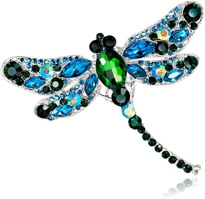 Multi-Colors Wing Dragonfly Brooch Pin Austrian Crystal Rhinestone Dragonfly Necklace Jewelry