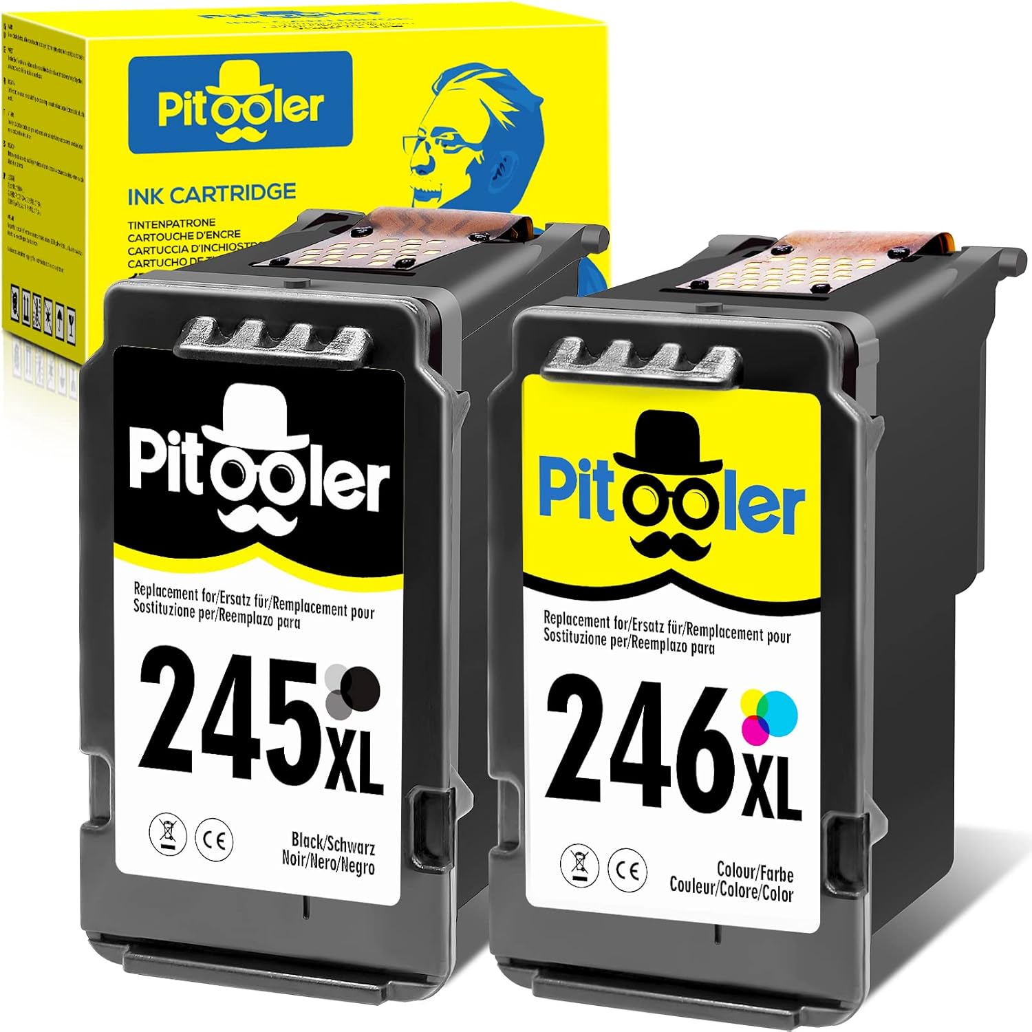 Pitooler Remanufactured Ink Cartridge Replacement for Canon Ink 245 246