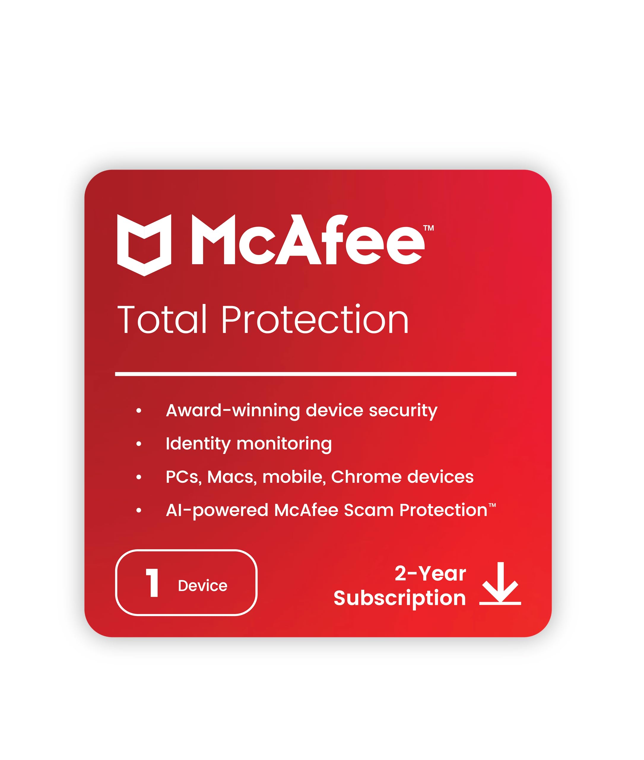 McAfee Total Protection 2024 | 1 Device, 2 Years | Antivirus Internet Security Software | Password Manager & Dark Web Monitoring Included | PC/Mac/Android/iOS | Email Delivery (B0D4VL2LWC) Amazon Price History, Amazon Price Tracker