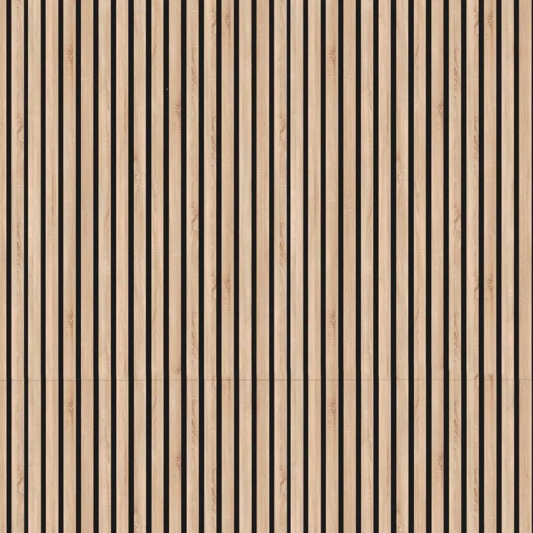 Panneaux acoustiques en chêne clair Sonoma, 278 cm de hauteur, 60 cm de largeur, 9 mm d'épaisseur, roulés