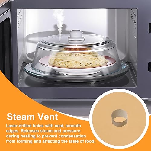 Miniatura 7 de ACEPRUT - Cubierta de vidrio para salpicaduras de microondas con mango de cerámica y tornillo resistente al calor, 100% libre de BPA de grado