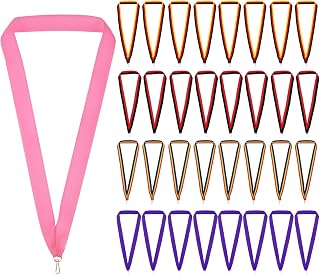 PATIKIL Cinta de Cuello para Medalla, 100Pcs Cordones de Poliéster para Medallas con Clip a Presión, Cintas de Premio en Blanco para Competiciones, Logros, Fiestas Deportivas, 5 Colores