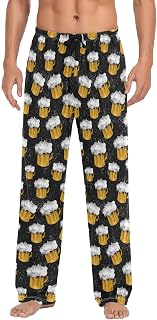 Men's Pajama Pants Skulls Black Sleep Bottoms Lounge Sleepwear Pockets Drawstring
