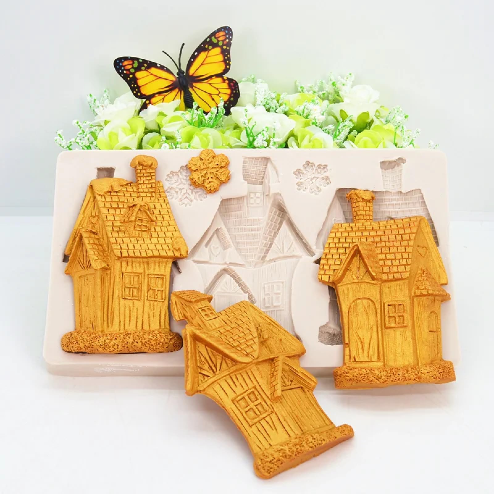 Moldes de silicona para manualidades, molde para tartas, 20,5 x 11,8 x 2 cm, molde de silicona de resina para decoración de postres, decoración de encaje, pasteles de chocolate, fondant