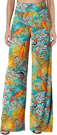 JZC Women's Palazzo Lounge Pants Stretchy Wide Leg Casual Pants Comfy High Waist Flowy Pants S-3XL