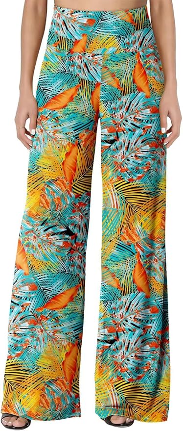 JZC Women's Palazzo Lounge Pants Stretchy Wide Leg Casual Pants Comfy High Waist Flowy Pants S-3XL
