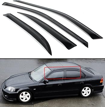 JDM Smoke Tinted Window Visor Vent Shade Compatible with 1996-2000 Honda Civic 4 Door Sedan