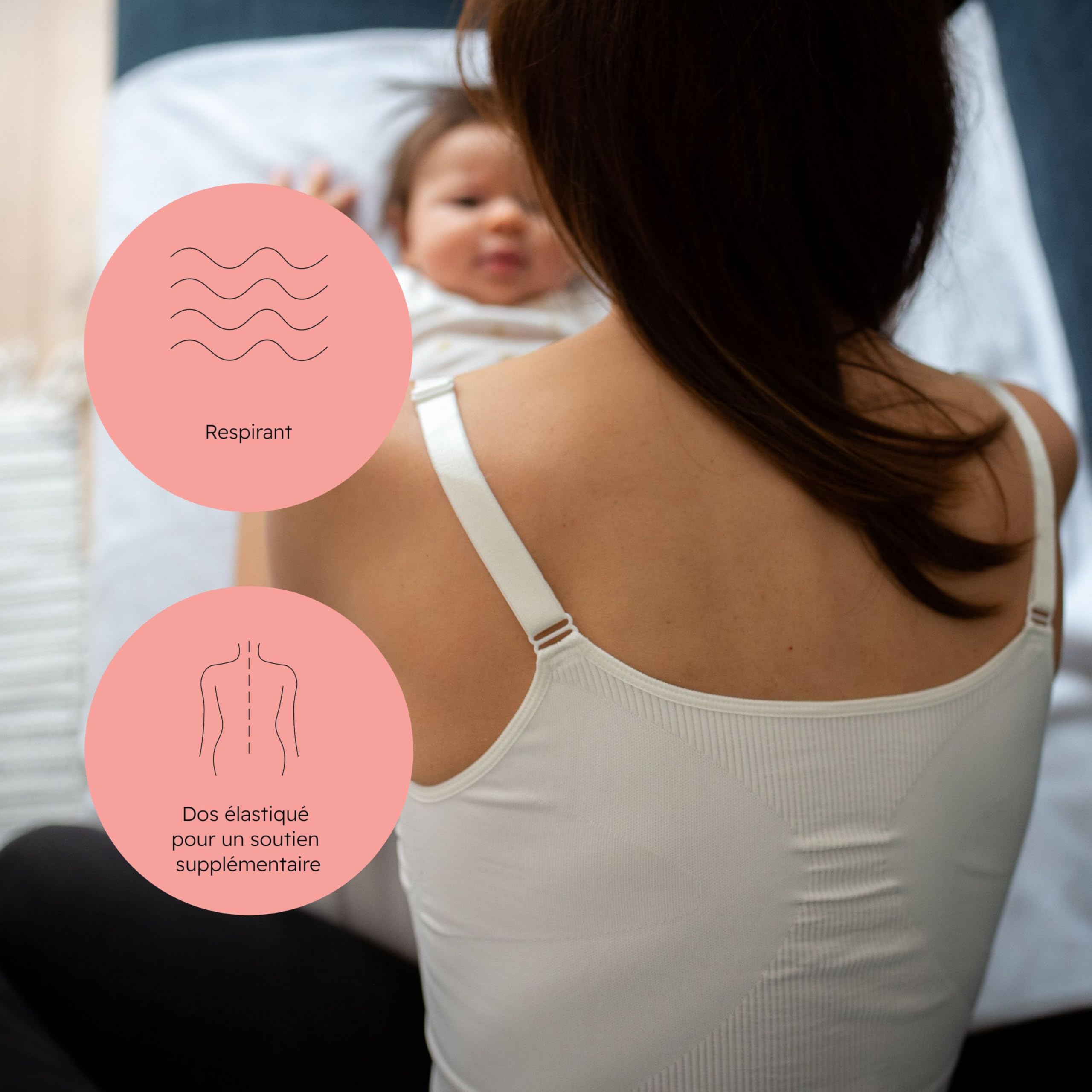 Carriwell Débardeur d’Allaitement sans Coutures | Clips d’Ouverture à Une Main, Tissu Doux, Bonnets Extensibles x2, Soutien Confortable & Élégant Pendant l’Allaitement & Le Post-Partum | Tailles S-XL