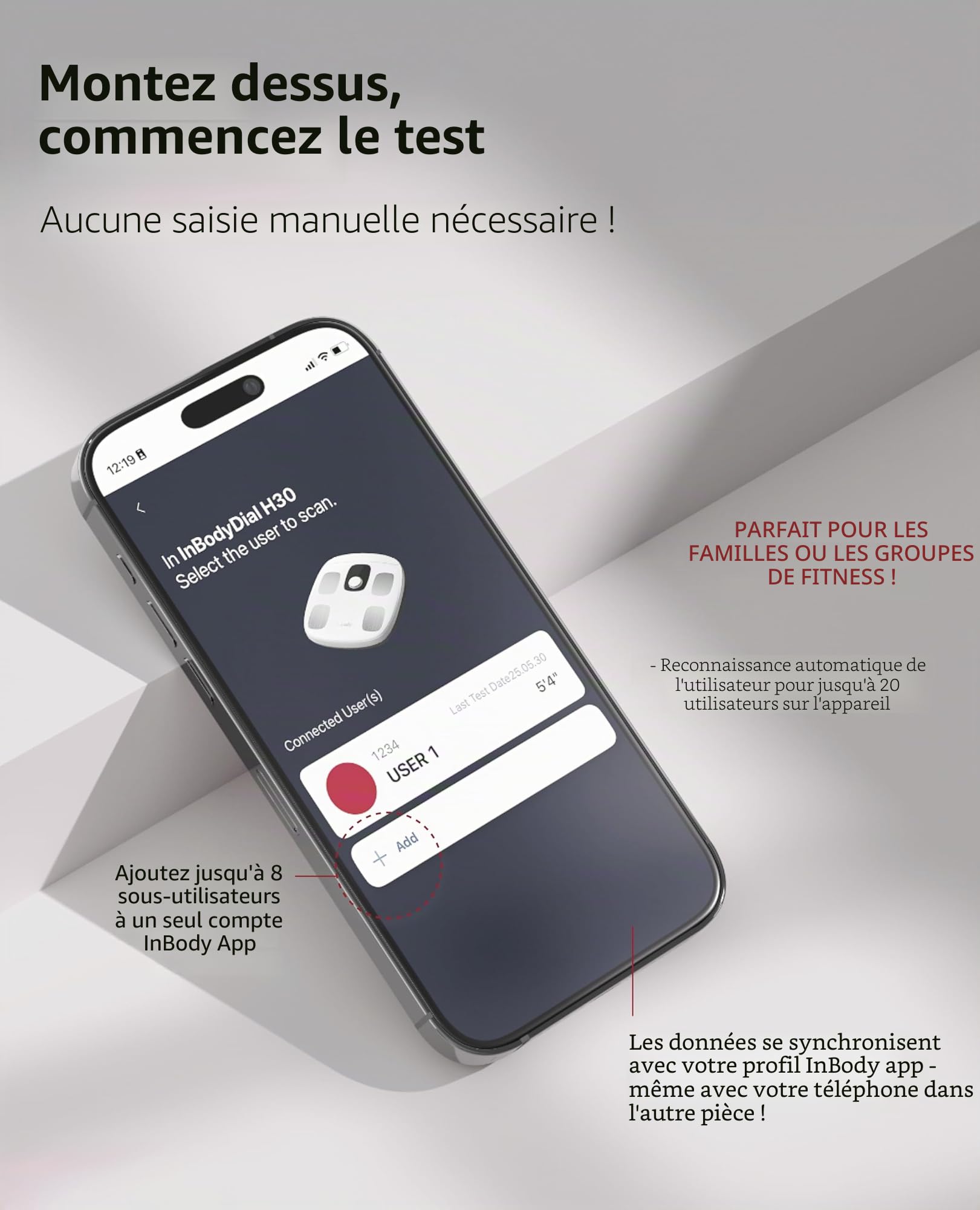 InBody Dial H30 Balance de composition corporelle | Balance intelligente avec IMC, graisse corporelle, masse musculaire | Balance avec application | Appareil de mesure de la graisse corporelle