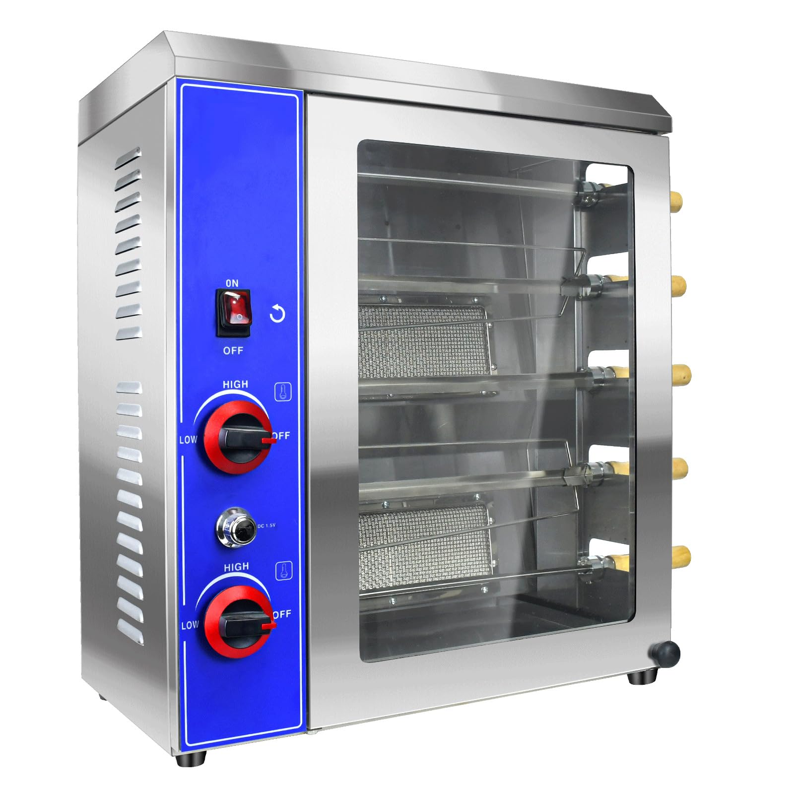Rôtissoire à Poulet Professionnelle au Gaz – Four Rotatif Commercial Multi-Broches en Inox, Churrasco Brésilien, Idéal Restaurant et Traiteur