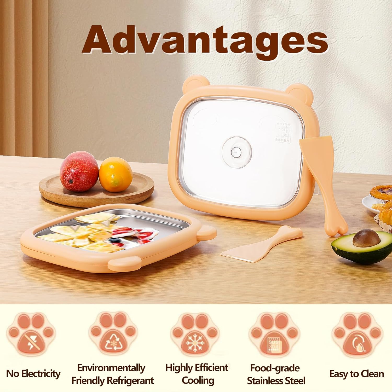 Rolled Ice Cream Maker, Instant Ice Cream Maker Kids Without electricity Easy to Clean, Homemade DIY for Fun Parent-Child Activities Families, 2 Scrapers & 1 Dust Cover​, Food-Grade Steel - 2026