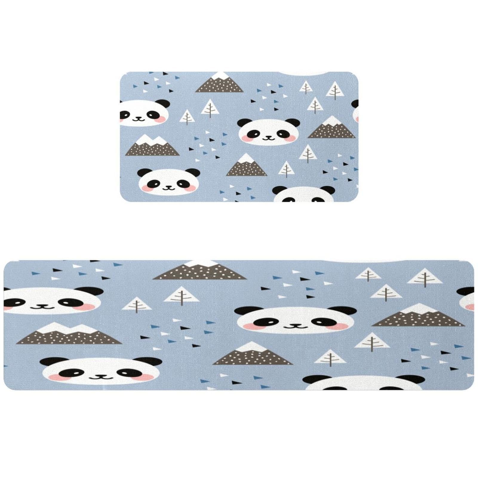Tapetes de cocina antideslizantes VAPOKF con diseño de panda set de 2 alfombras lavables
