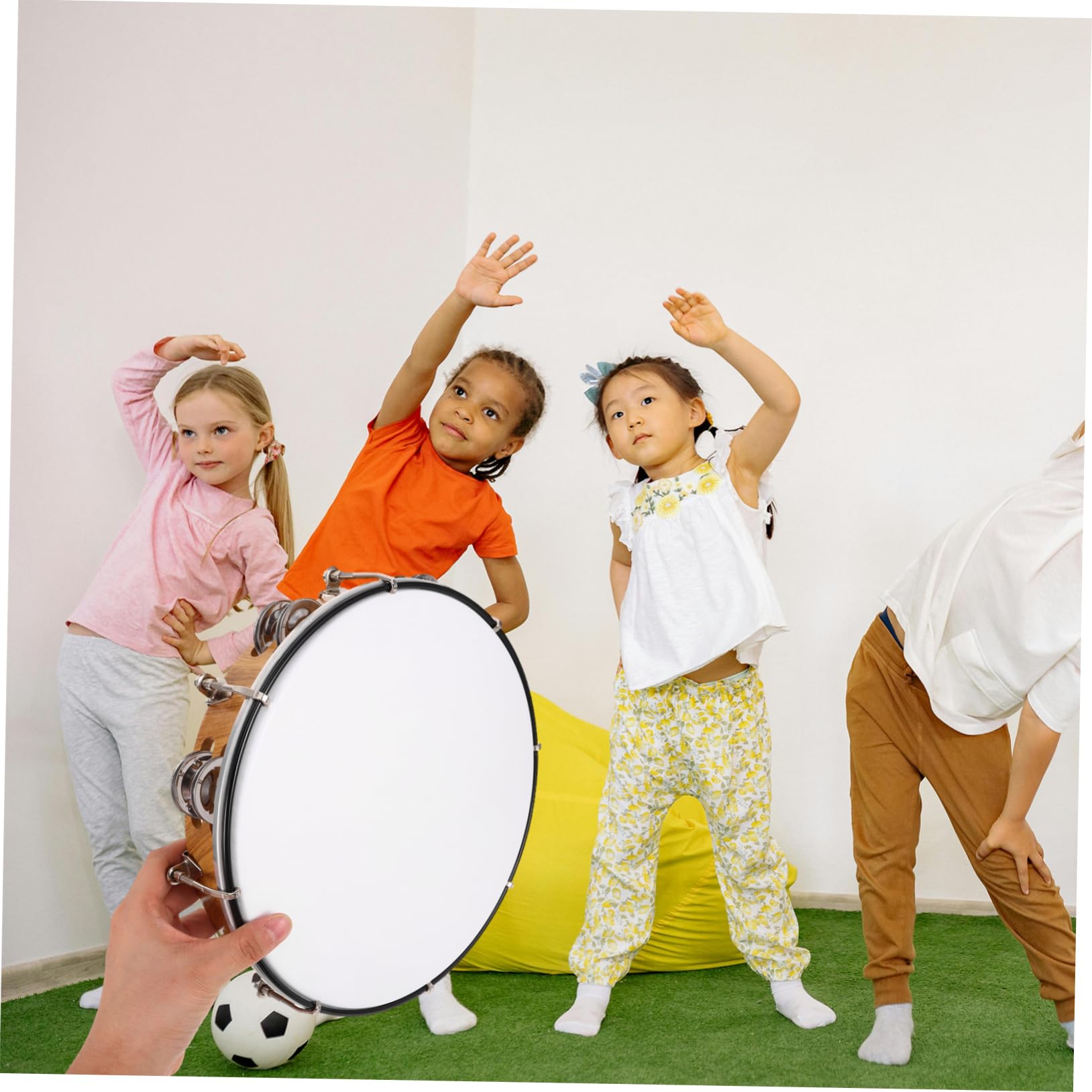 NULYLU 10-inch Colorful Hand Drum Tambourine Tunable Bells Boys and Girls Beginner Percussion Instrument for Music Practice