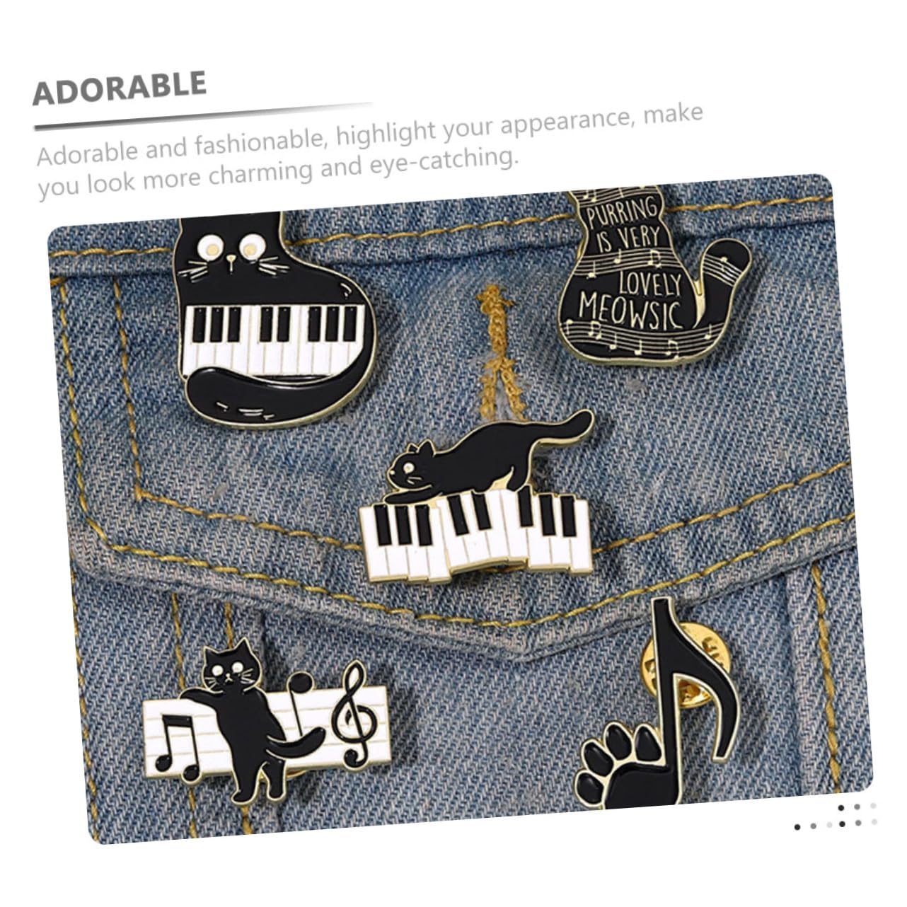 Healvian Spilla Corpetto Spillo Perni Spilla Con Animali Carino Spille Distintive Pin Per Gatto Vestiario Spilla Per Abbigliamento Smalto Musicale A Tema Black Lega