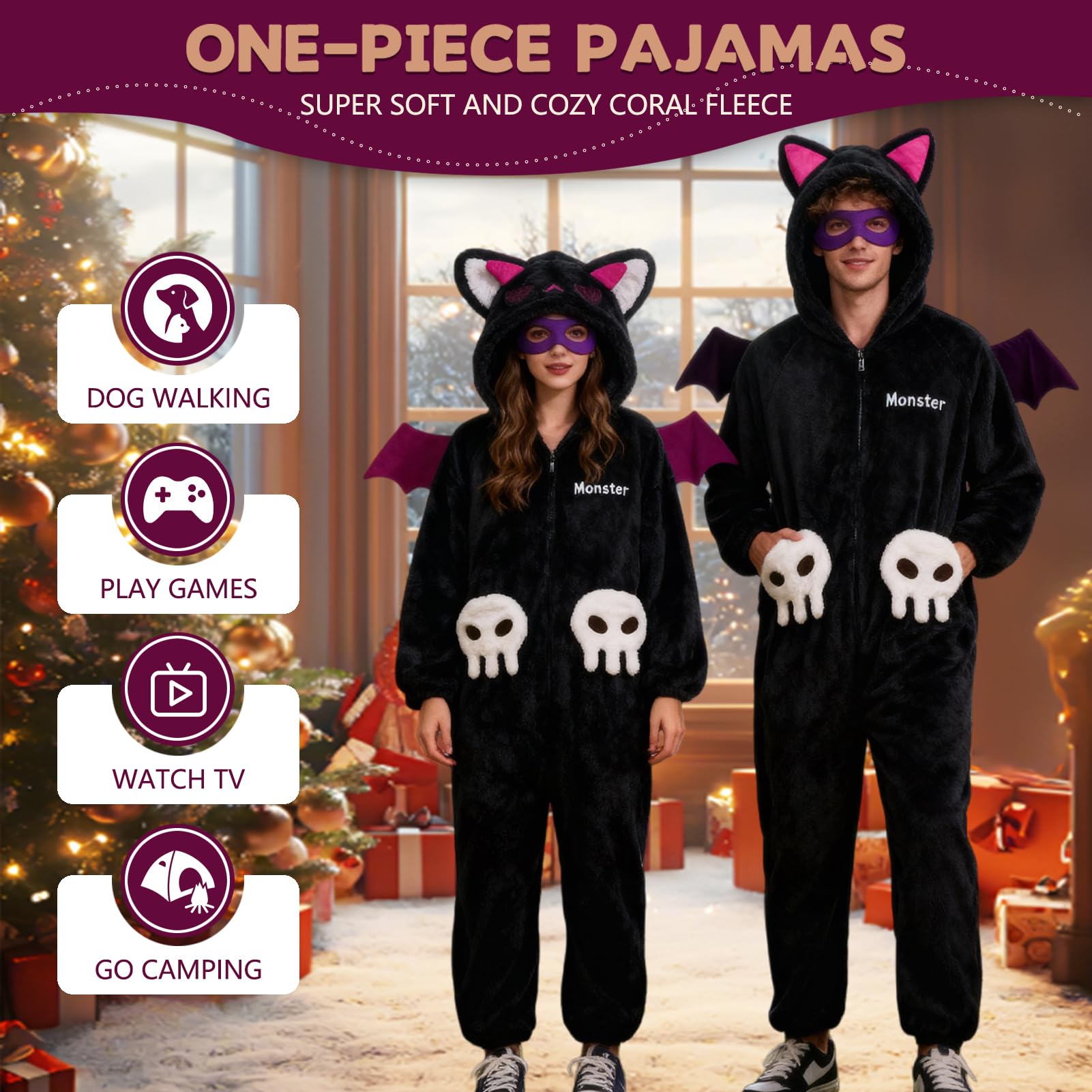 Pigiama Intero Adulti, Costume da Animali, Onesie Unisex per Cosplay di Halloween, Costume Halloween Carnevale Festa Animale Sleepwear