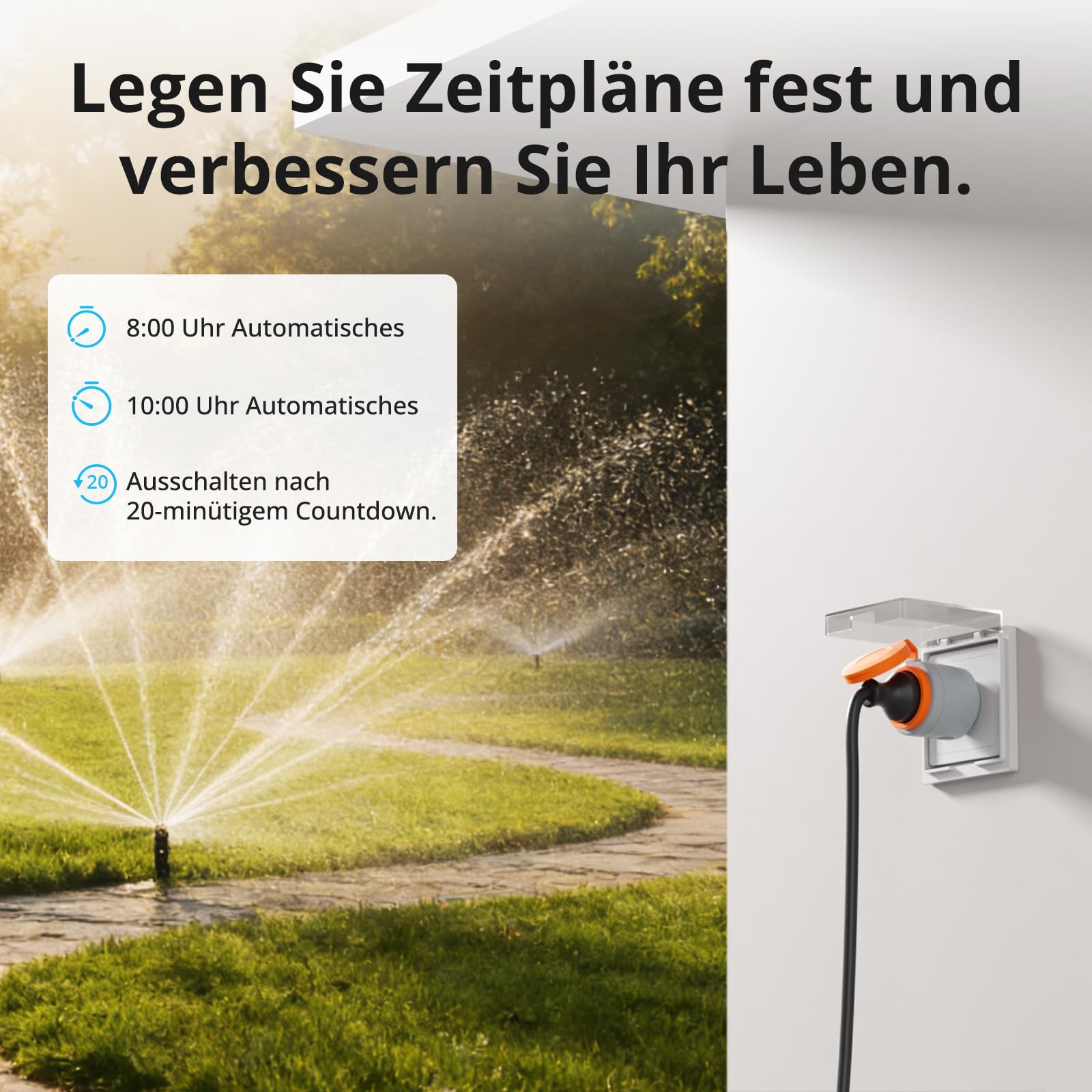 SONOFF S61s Outdoor (Schuko) – Intelligente Außensteckdose, IP44, Matter-kompatibel, 2,4 GHz WLAN, 16 A, 3840 W, Energiemonitoring, Überlastschutz, kompatibel mit Alexa, Google Home, Home Assistant